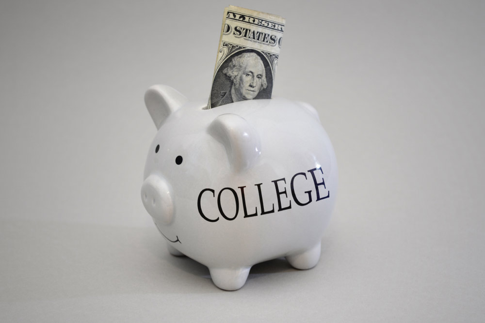 piggy bank representing college costs